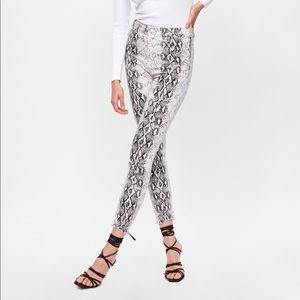 Zara high waist snake print jeans